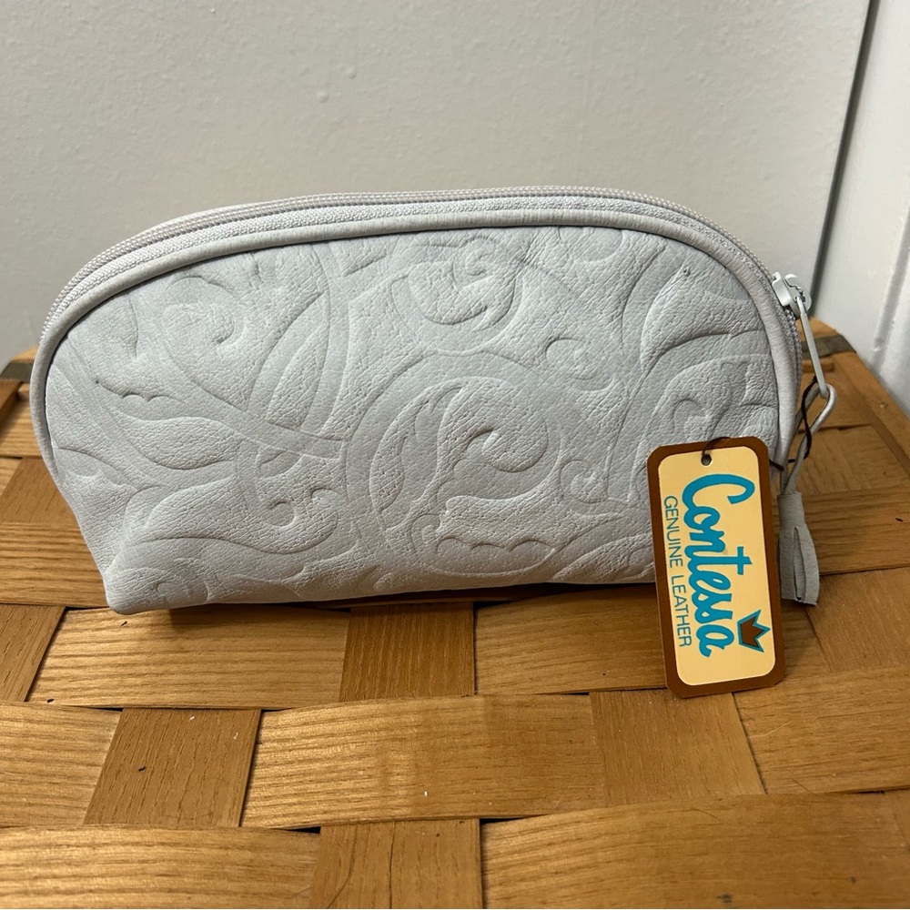 CONTESSA NWT Lite Gray Leather Women's Makeup Bag